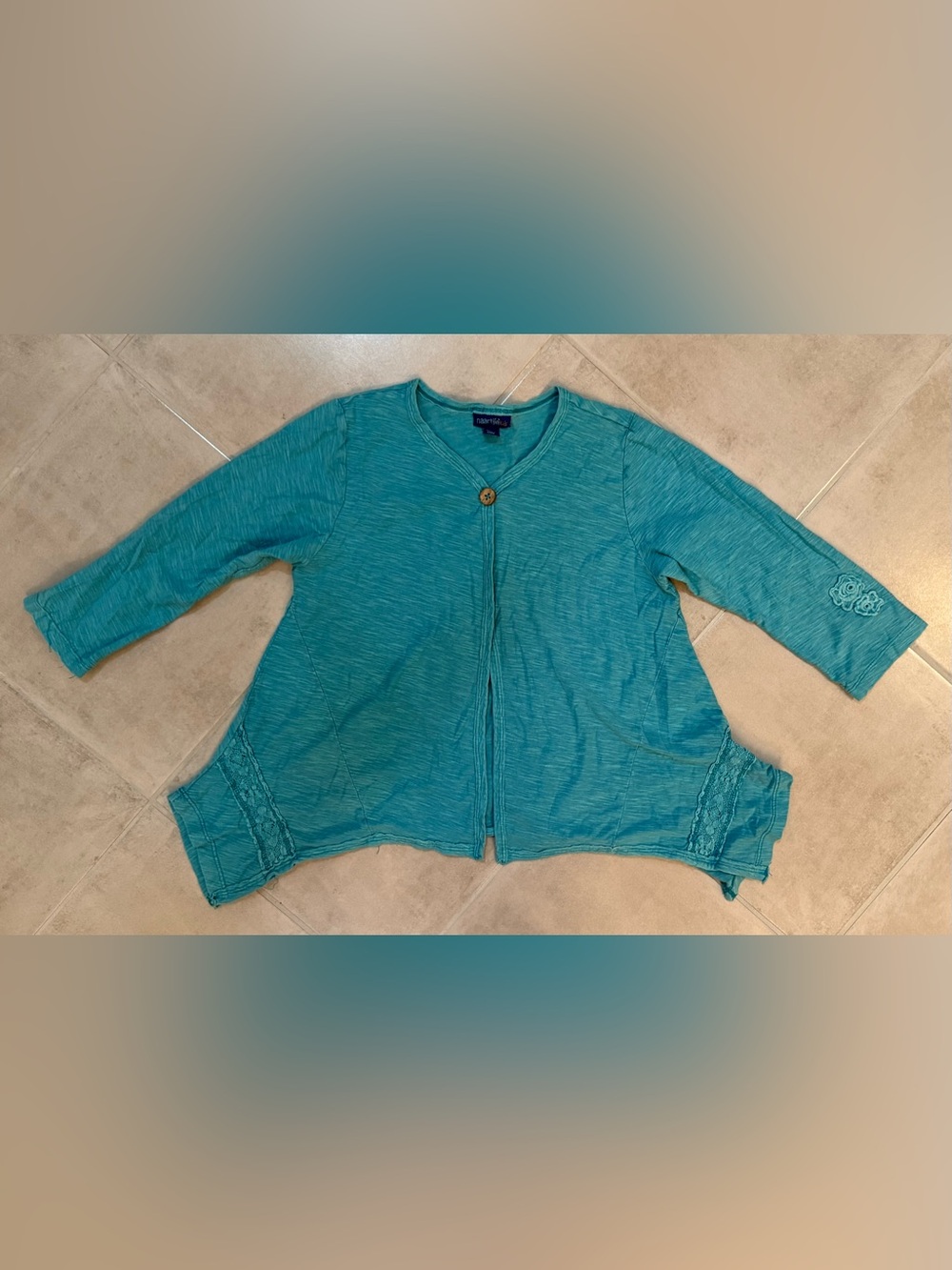 Naartjie Teal Slub Cardigan Sz 10 NWOT